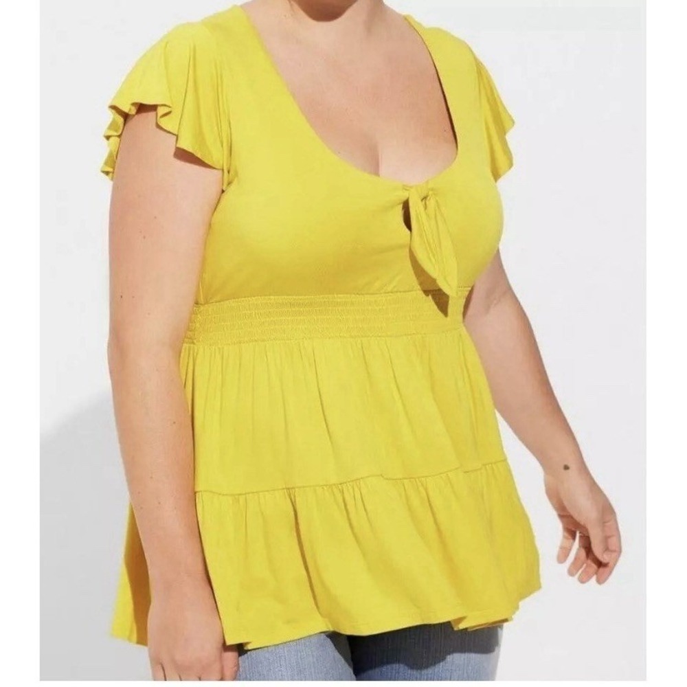 Torrid‎ Super Soft Tie Front Keyhole Babydoll Top 2X